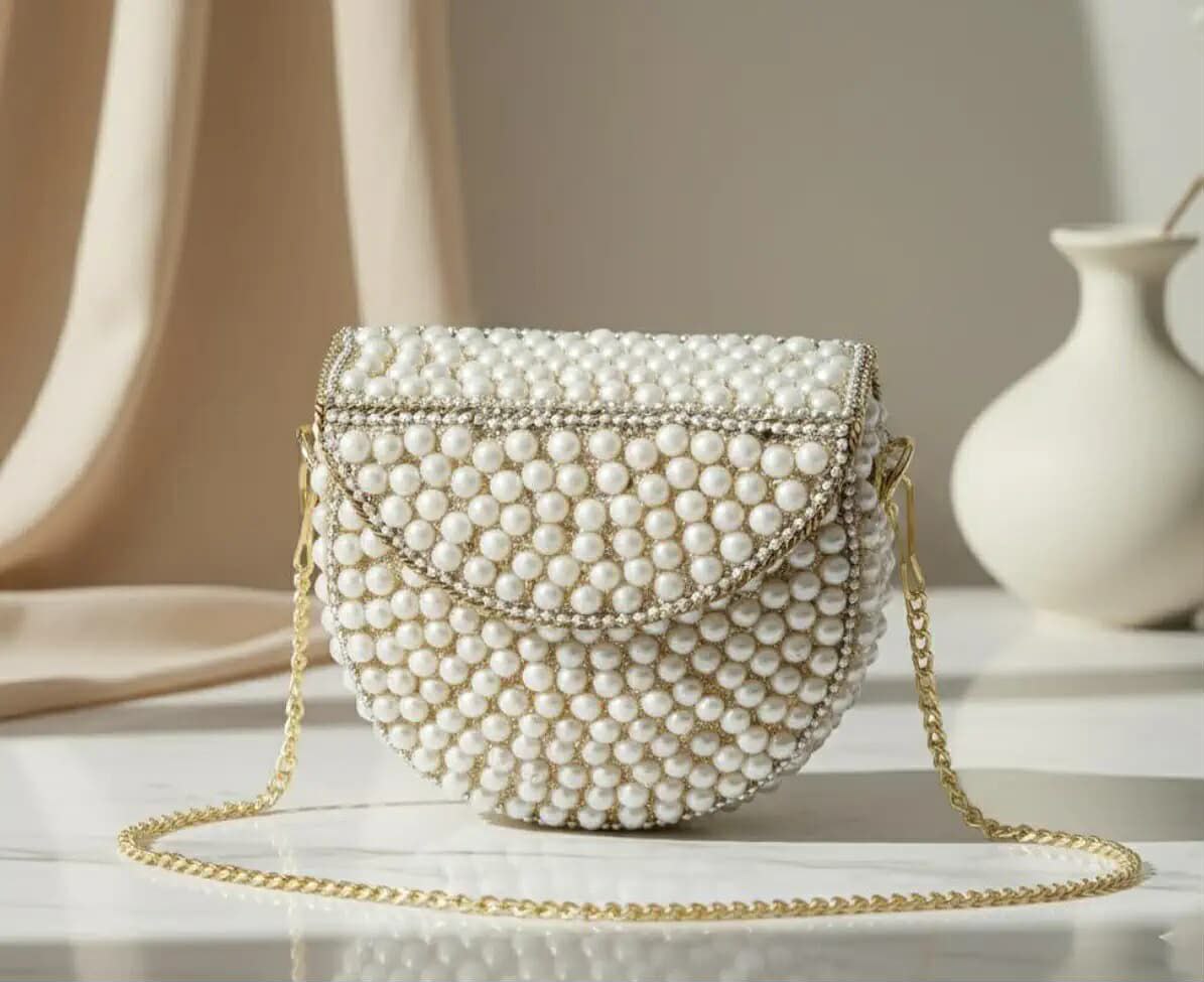 BRIDAL FORMAL PEARL MINI CLUTCH CROSSBODY BAG