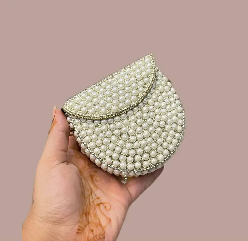 BRIDAL FORMAL PEARL MINI CLUTCH CROSSBODY BAG