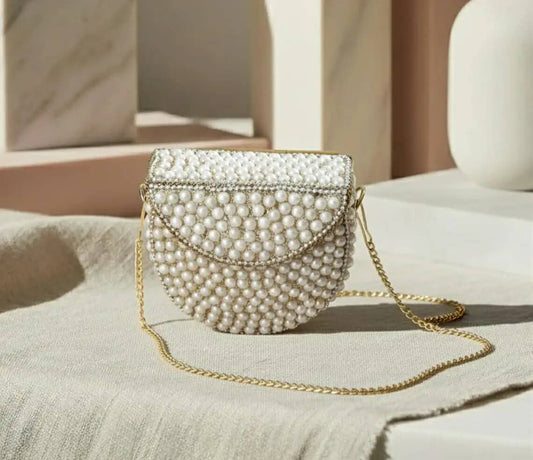 BRIDAL FORMAL PEARL MINI CLUTCH CROSSBODY BAG