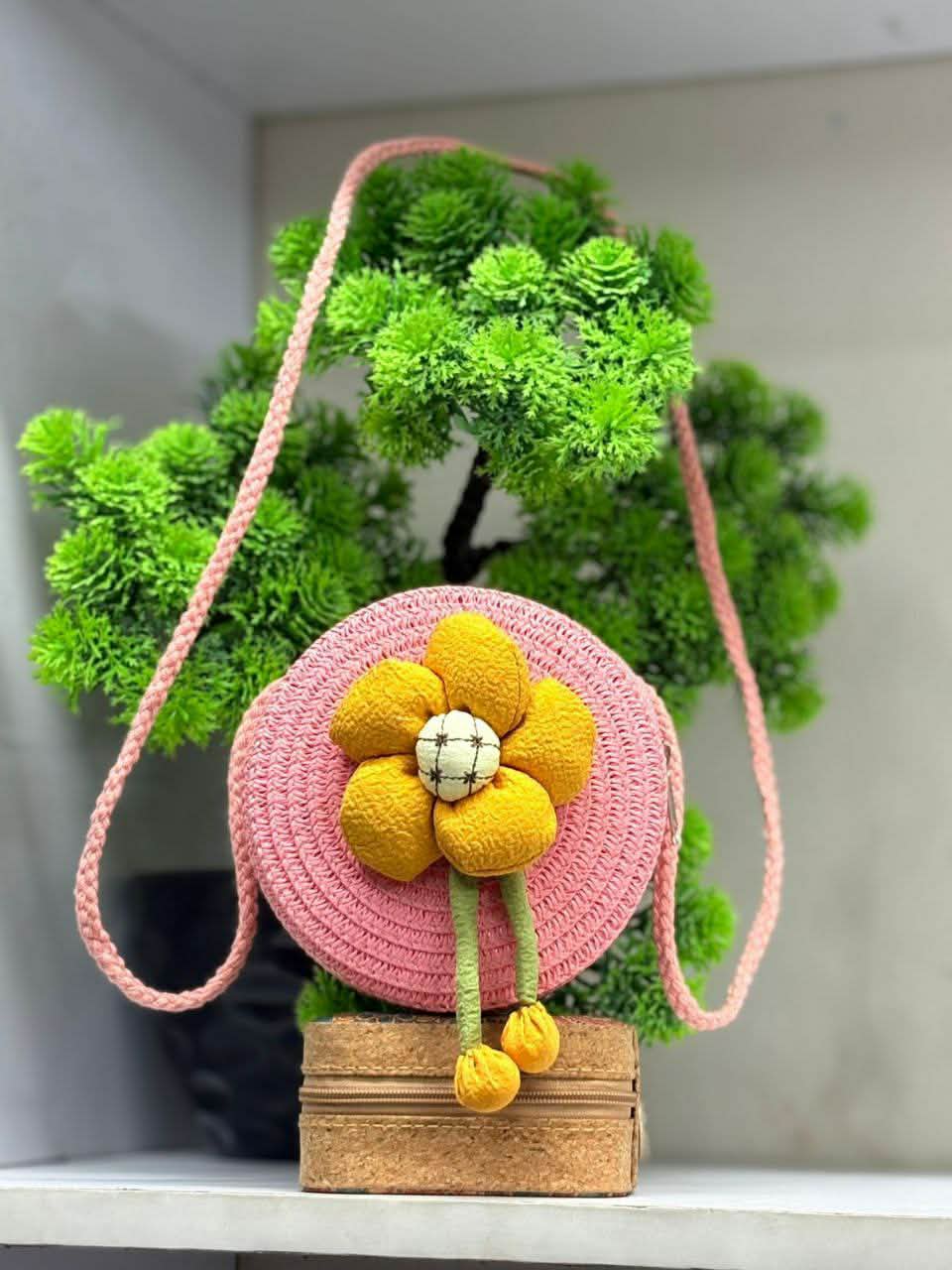 Summer Children Girl Straw Bag Kid Cute Flower Handmade Woven Messenger Bags Storage Basket Crossbody Handbag Gift