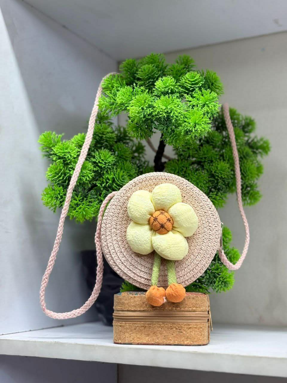 Summer Children Girl Straw Bag Kid Cute Flower Handmade Woven Messenger Bags Storage Basket Crossbody Handbag Gift