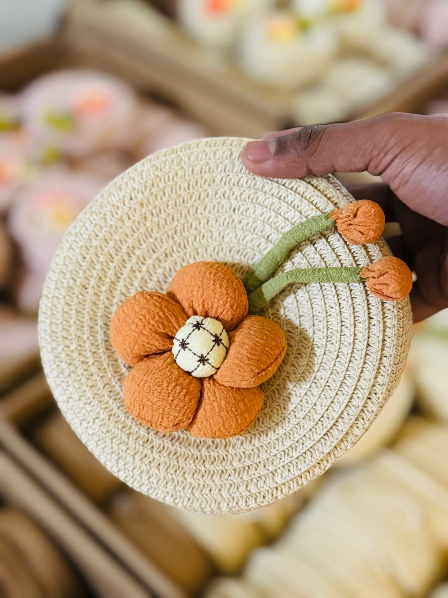 Flower Graphic Circle Straw Bag