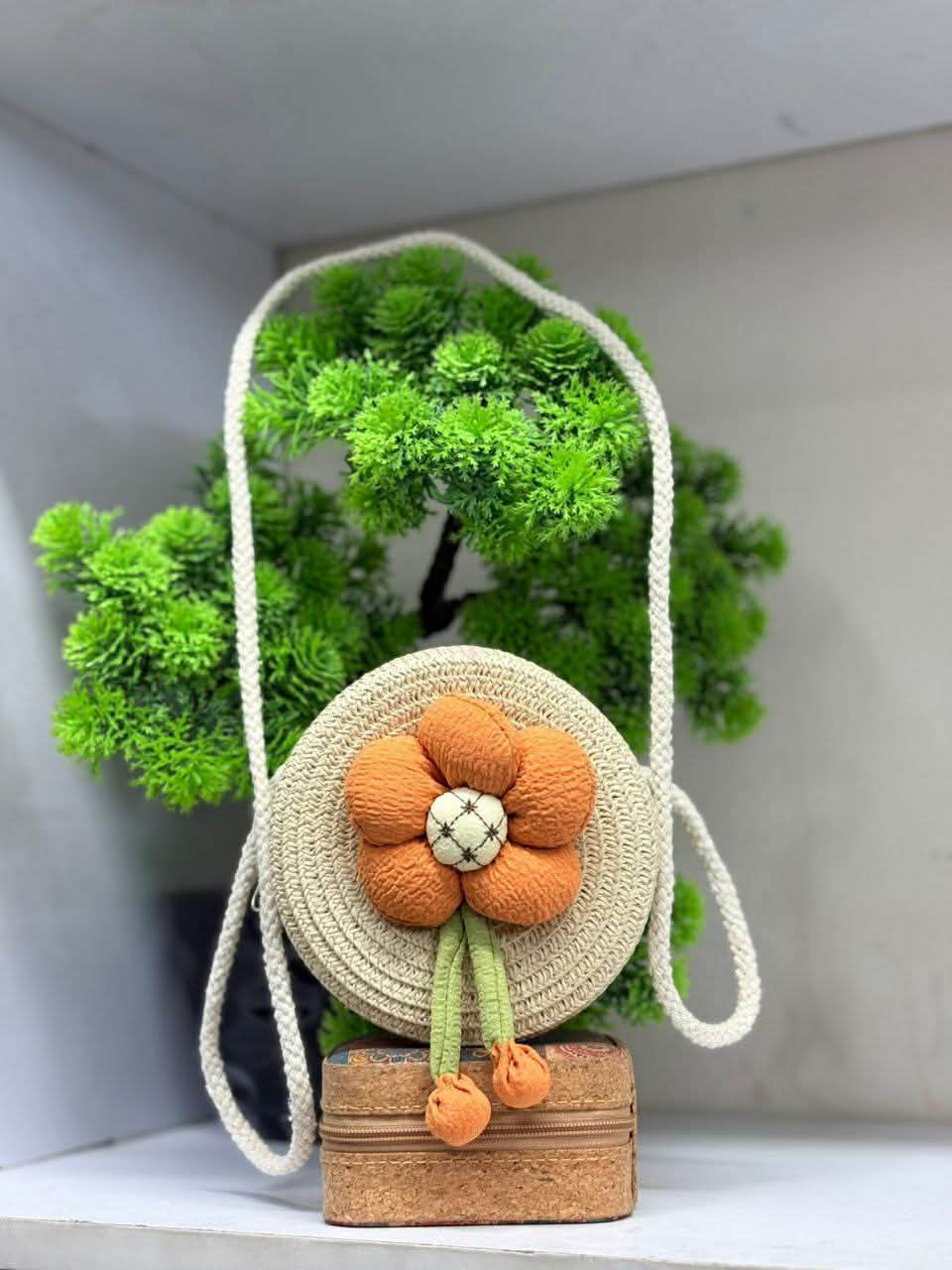 Summer Children Girl Straw Bag Kid Cute Flower Handmade Woven Messenger Bags Storage Basket Crossbody Handbag Gift