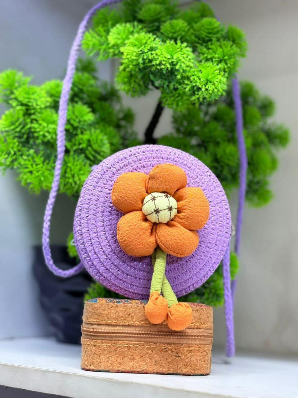Summer Children Girl Straw Bag Kid Cute Flower Handmade Woven Messenger Bags Storage Basket Crossbody Handbag Gift