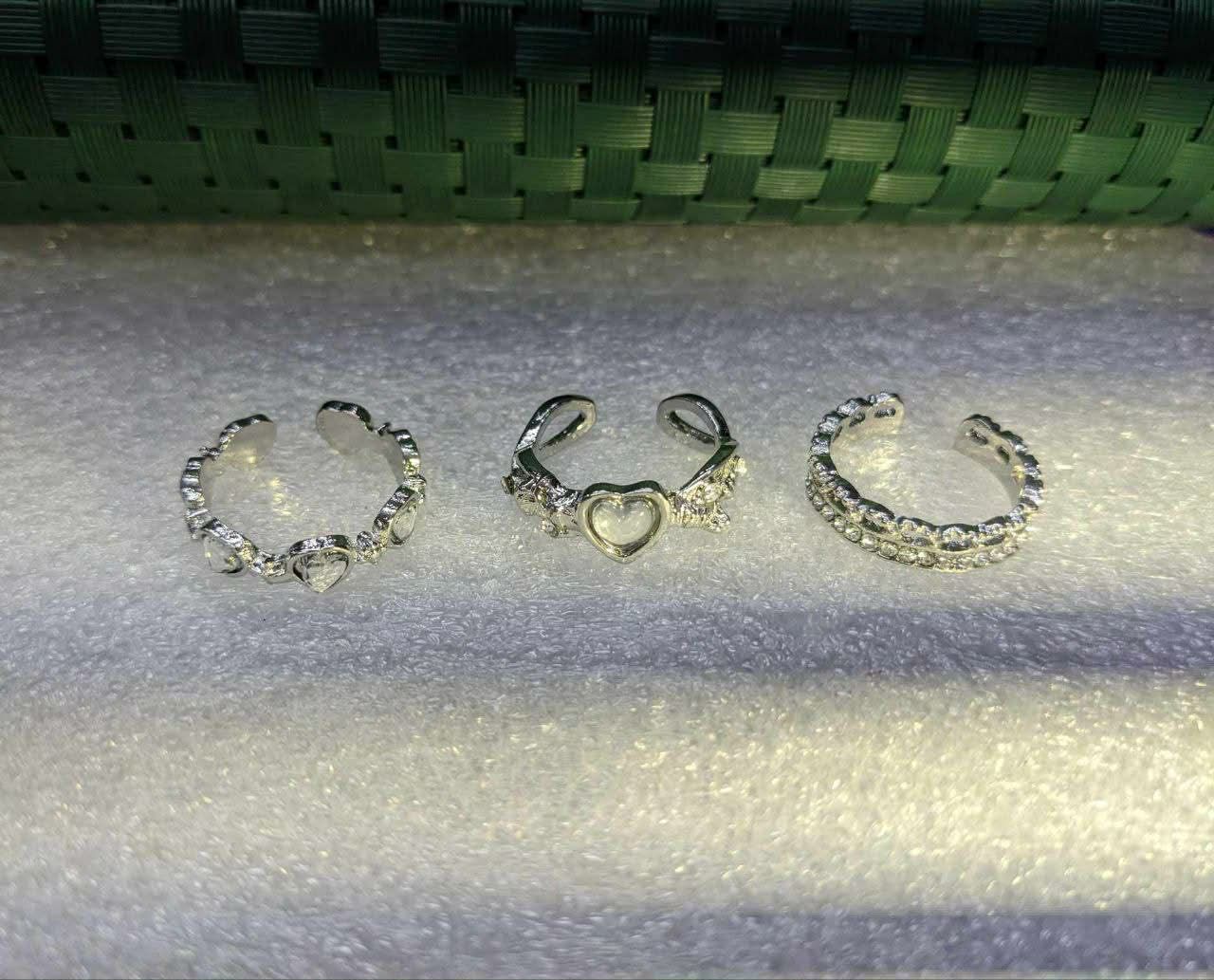 💫✨ 3pcs Bow & Love Finger Ring Set ✨💫