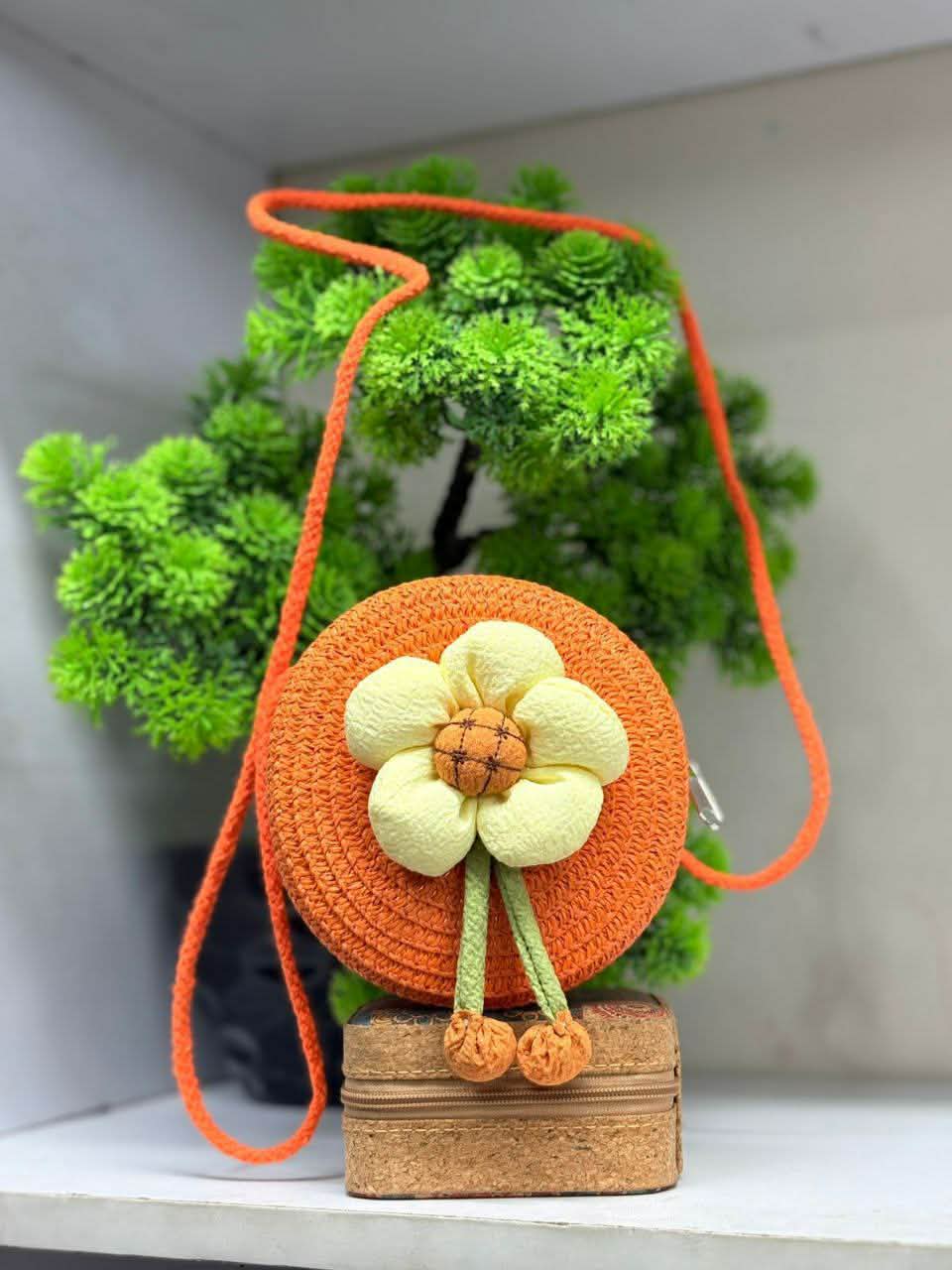 Summer Children Girl Straw Bag Kid Cute Flower Handmade Woven Messenger Bags Storage Basket Crossbody Handbag Gift
