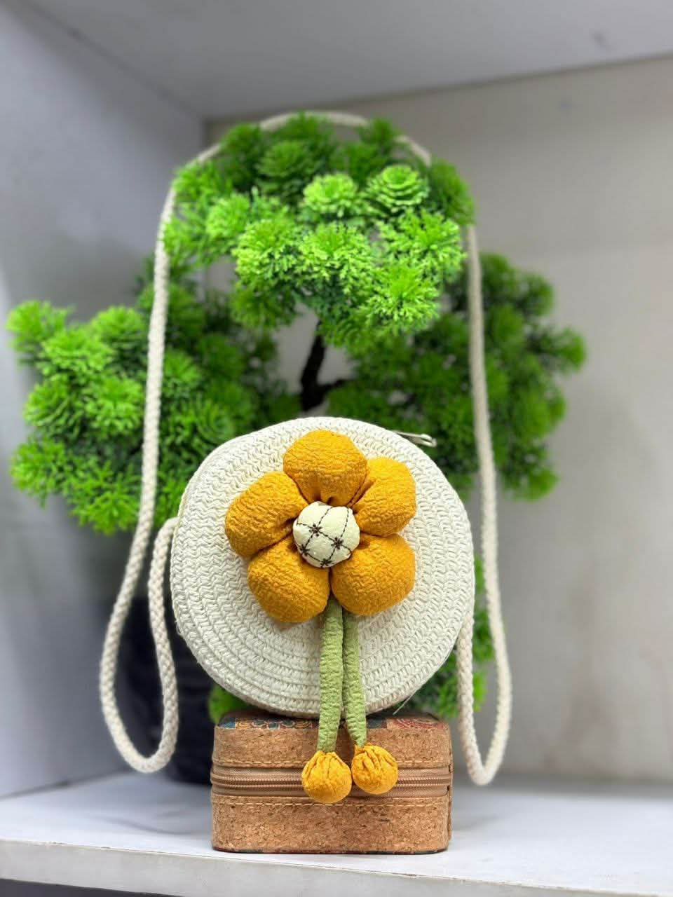 Summer Children Girl Straw Bag Kid Cute Flower Handmade Woven Messenger Bags Storage Basket Crossbody Handbag Gift
